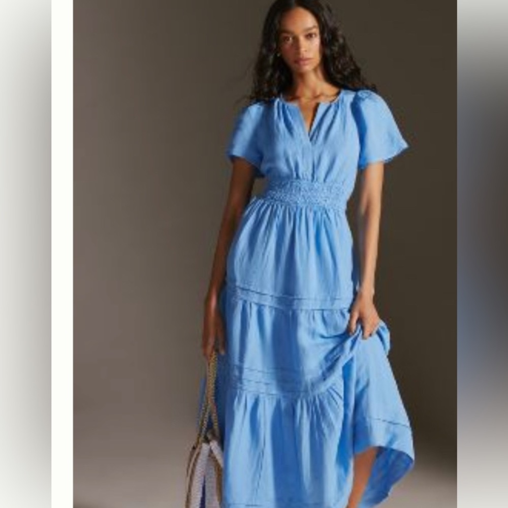 Anthropologie Somerset in linen edition maxi dress